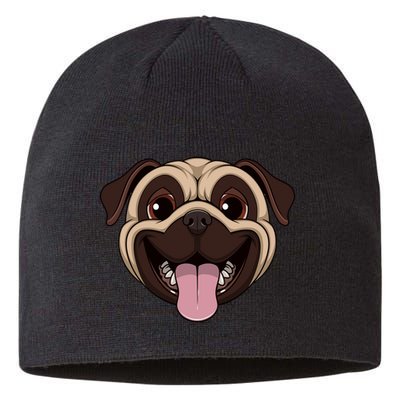 Happy Pug Funny Tongue Sustainable Beanie