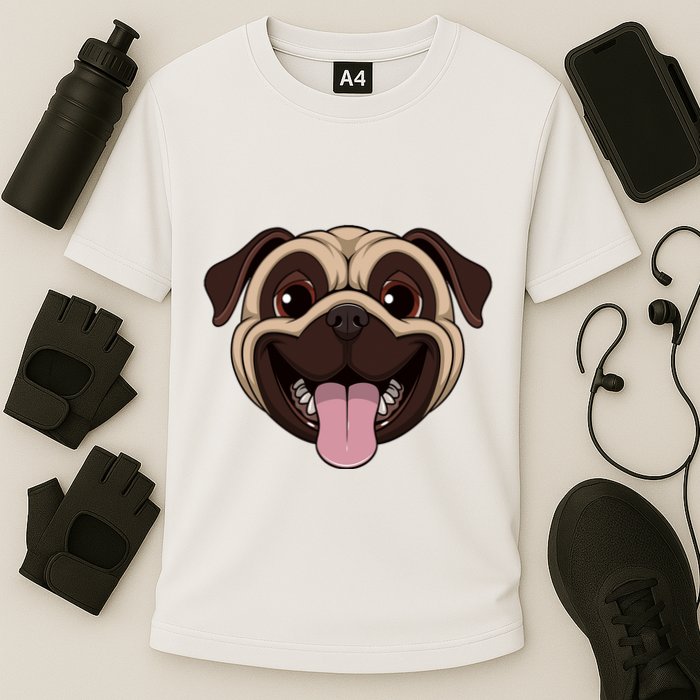 Happy Pug Funny Tongue Performance Shirt