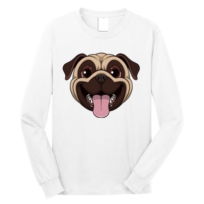 Happy Pug Funny Tongue Long Sleeve Shirt