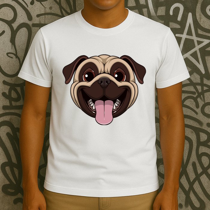 Happy Pug Funny Tongue T-Shirt