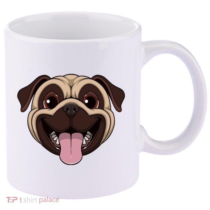 Happy Pug Funny Tongue 11oz C Handle Ceramic Mug