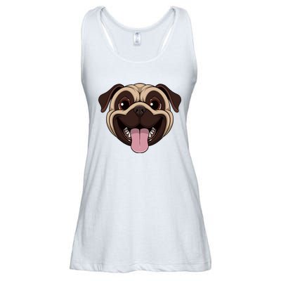 Happy Pug Funny Tongue Ladies Essential Flowy Tank