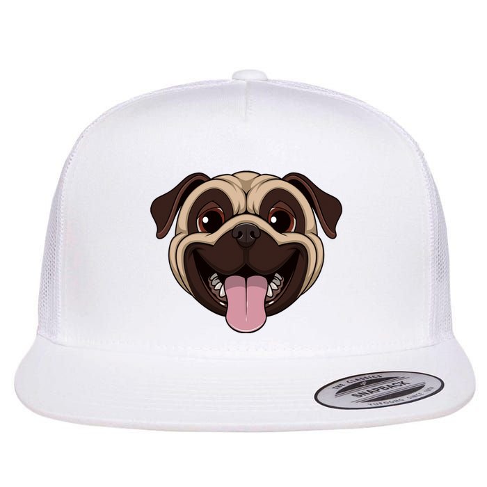 Happy Pug Funny Tongue Flatbill Hat