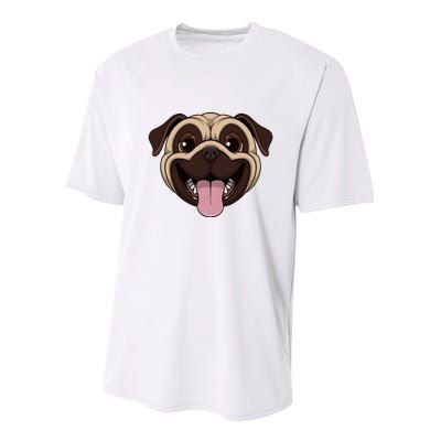 Happy Pug Funny Tongue Youth Performance Sprint T-Shirt