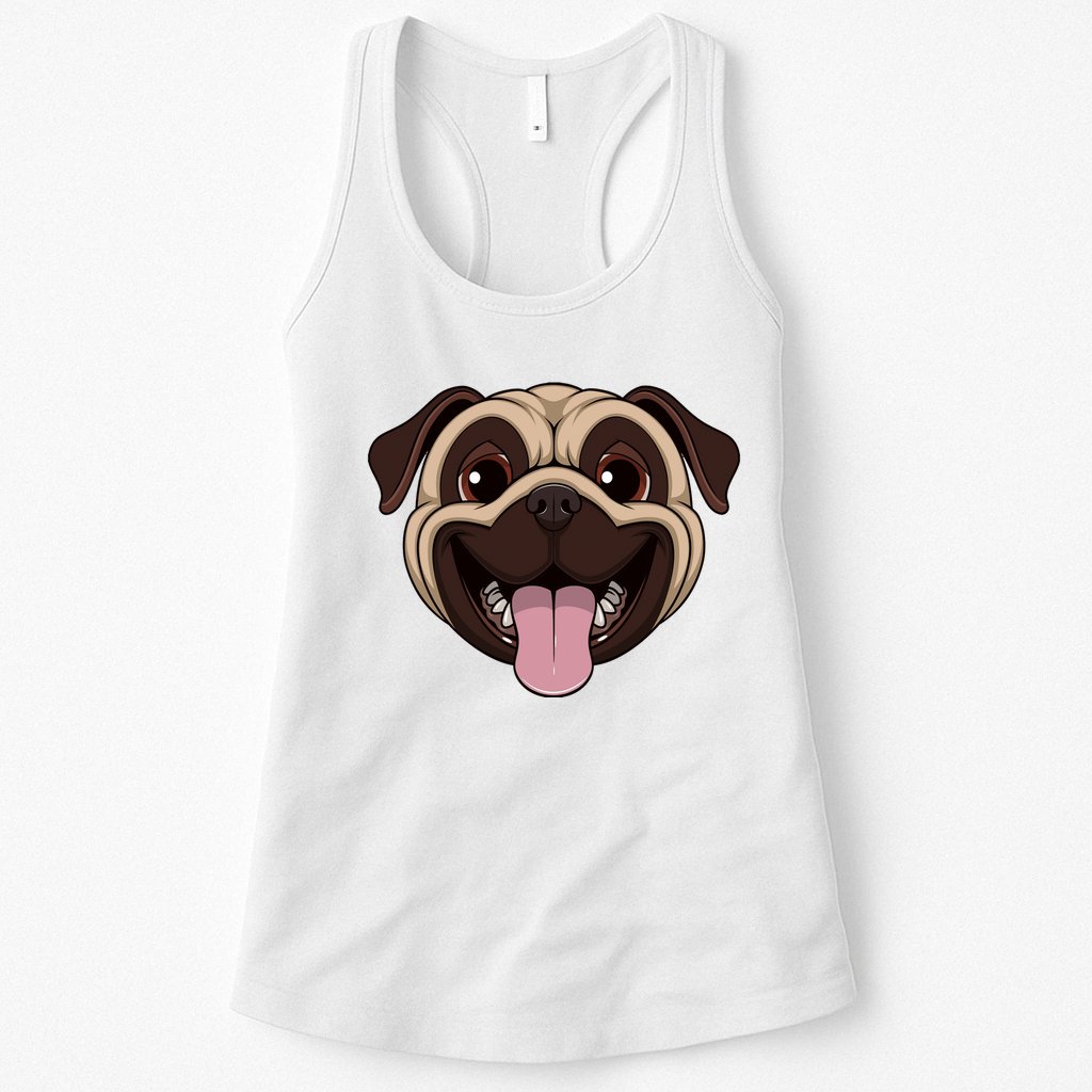 Happy Pug Funny Tongue Womens Tank Top