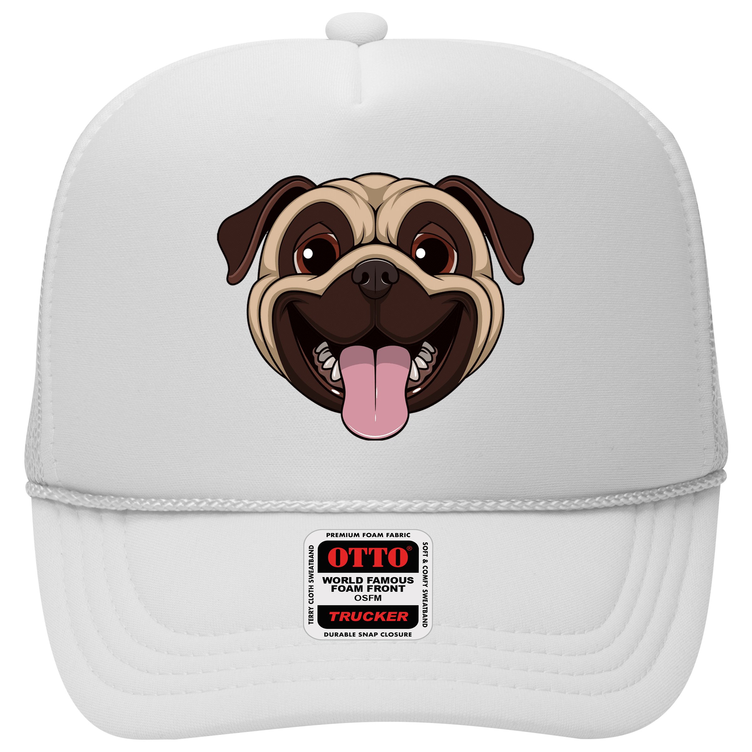 Happy Pug Funny Tongue Trucker Hat