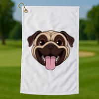 Happy Pug Funny Tongue Golf Towel