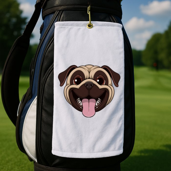 Happy Pug Funny Tongue Golf Towel