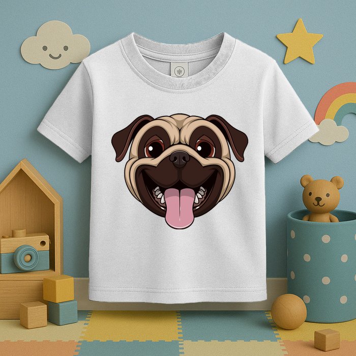 Happy Pug Funny Tongue Toddler T-Shirt