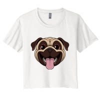 Happy Pug Funny Tongue Women's Crop Top Tee