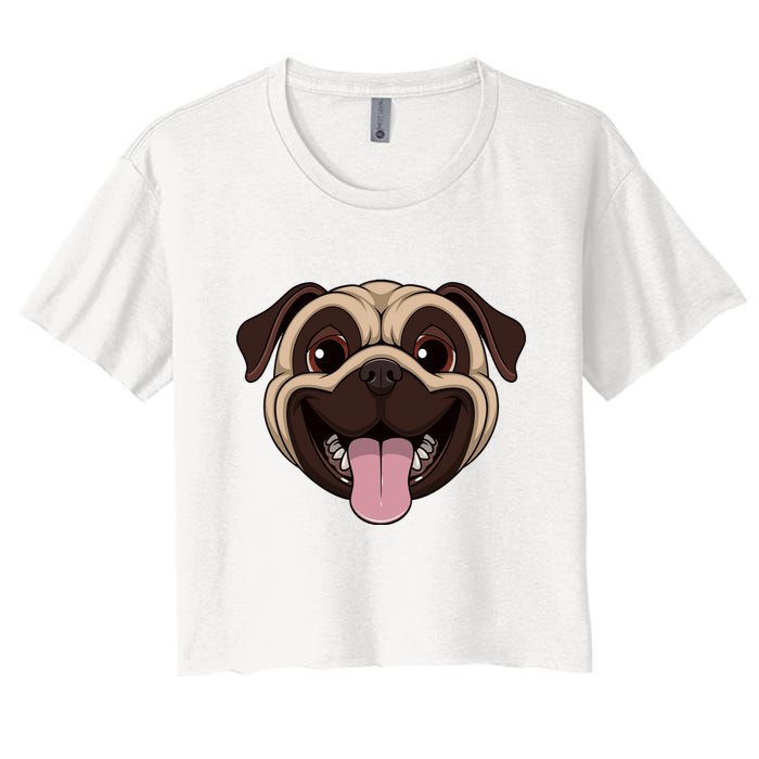 Happy Pug Funny Tongue Women's Crop Top Tee