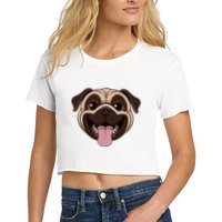 Happy Pug Funny Tongue Women's Crop Top Tee