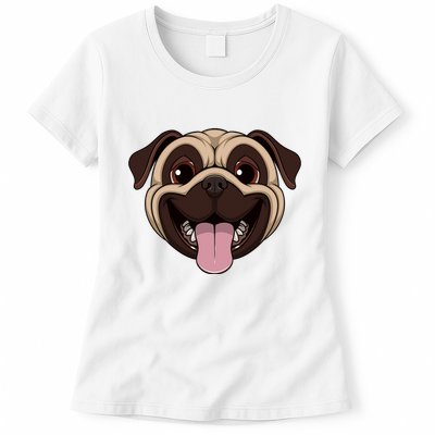 Happy Pug Funny Tongue Womens T-Shirt