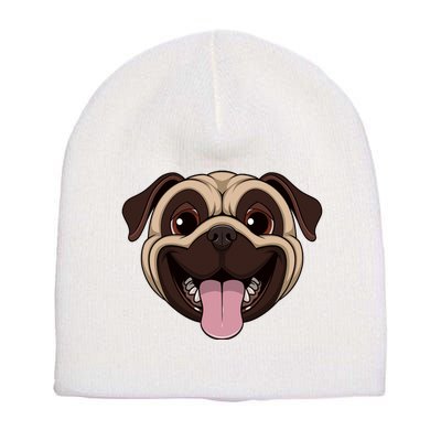 Happy Pug Funny Tongue Short Acrylic Beanie