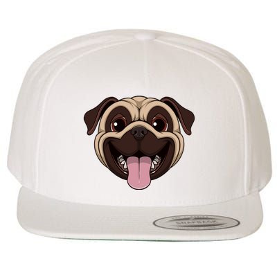 Happy Pug Funny Tongue Wool Snapback Cap