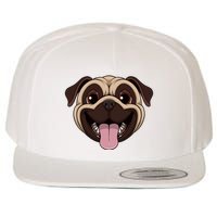 Happy Pug Funny Tongue Wool Snapback Cap