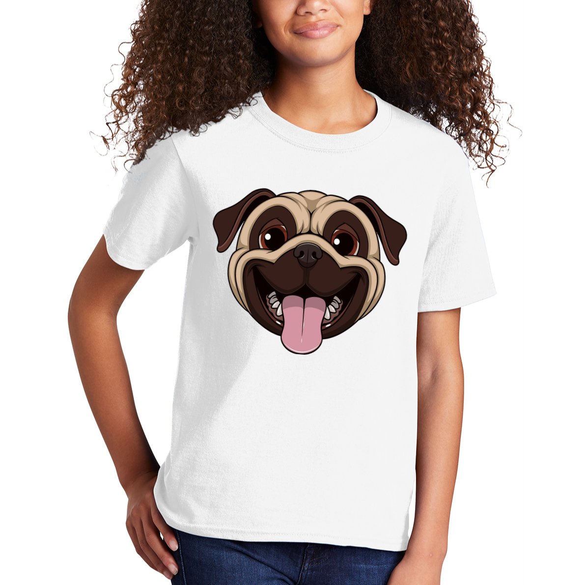 Happy Pug Funny Tongue Kids T-Shirt