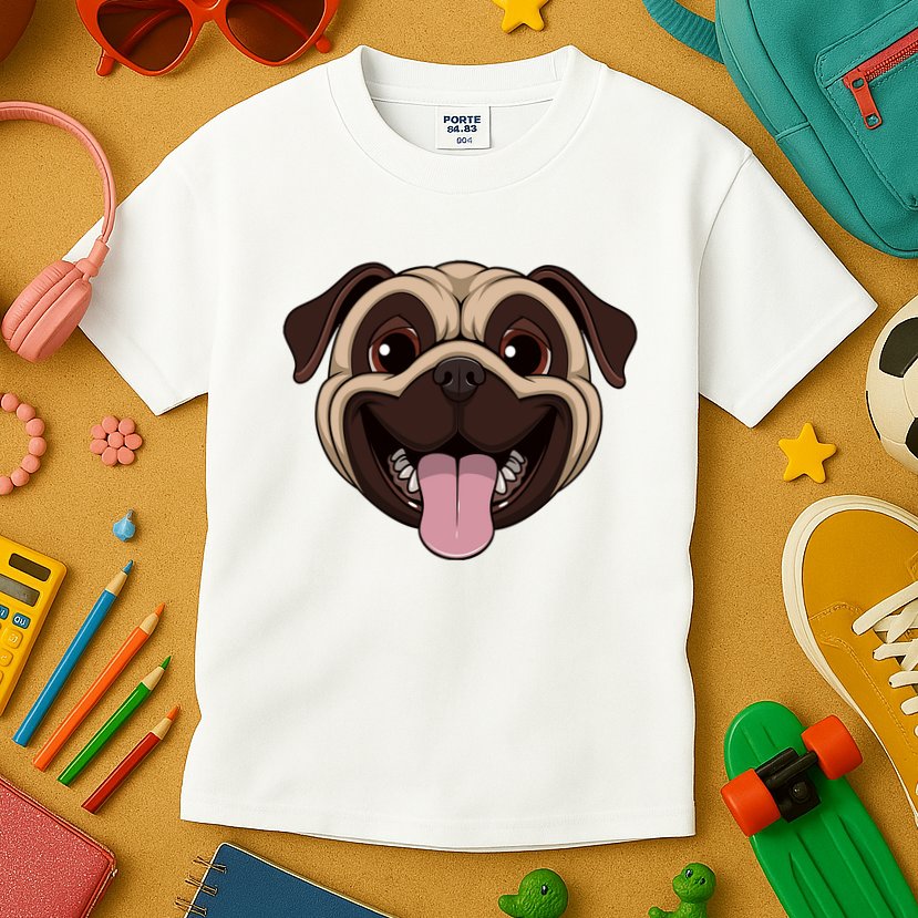 Happy Pug Funny Tongue Kids T-Shirt