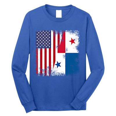 Half Panaian Flag Vintage Panama Usa Gift Long Sleeve Shirt