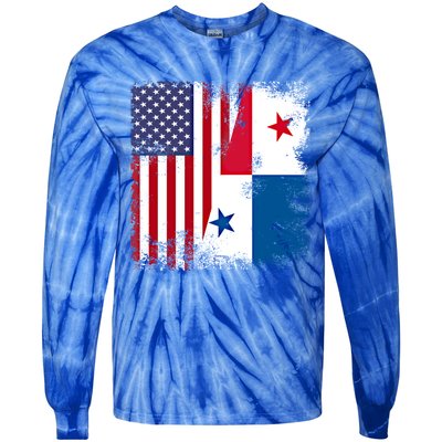 Half Panaian Flag Vintage Panama Usa Gift Tie-Dye Long Sleeve Shirt