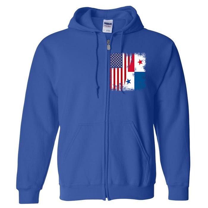 Half Panaian Flag Vintage Panama Usa Gift Full Zip Hoodie