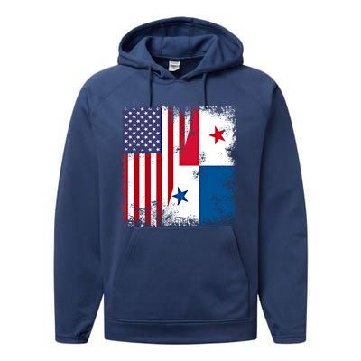 Half Panaian Flag Vintage Panama Usa Gift Performance Fleece Hoodie