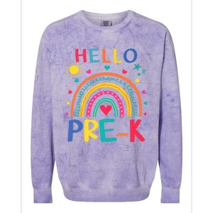 HELLO PRE-K First Day Of School Outfit Girl Colorblast Crewneck Sweatshirt