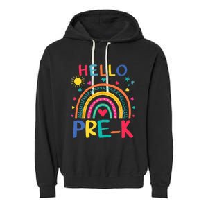 HELLO PRE-K First Day Of School Outfit Girl Garment-Dyed Fleece Hoodie