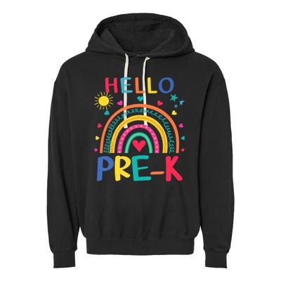HELLO PRE-K First Day Of School Outfit Girl Garment-Dyed Fleece Hoodie
