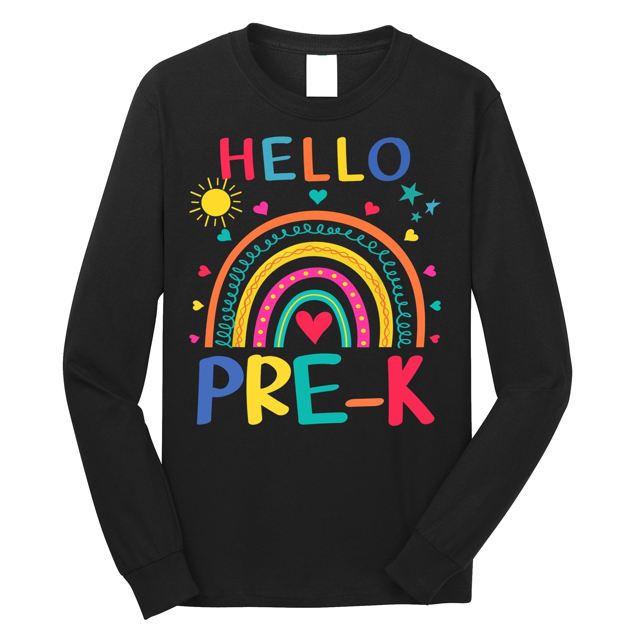 HELLO PRE-K First Day Of School Outfit Girl Long Sleeve Shirt