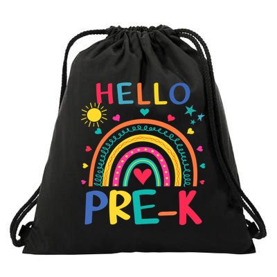 HELLO PRE-K First Day Of School Outfit Girl Drawstring Bag