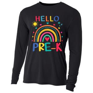 HELLO PRE-K First Day Of School Outfit Girl Cooling Performance Long Sleeve Crew