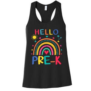 HELLO PRE-K First Day Of School Outfit Girl Women's Racerback Tank