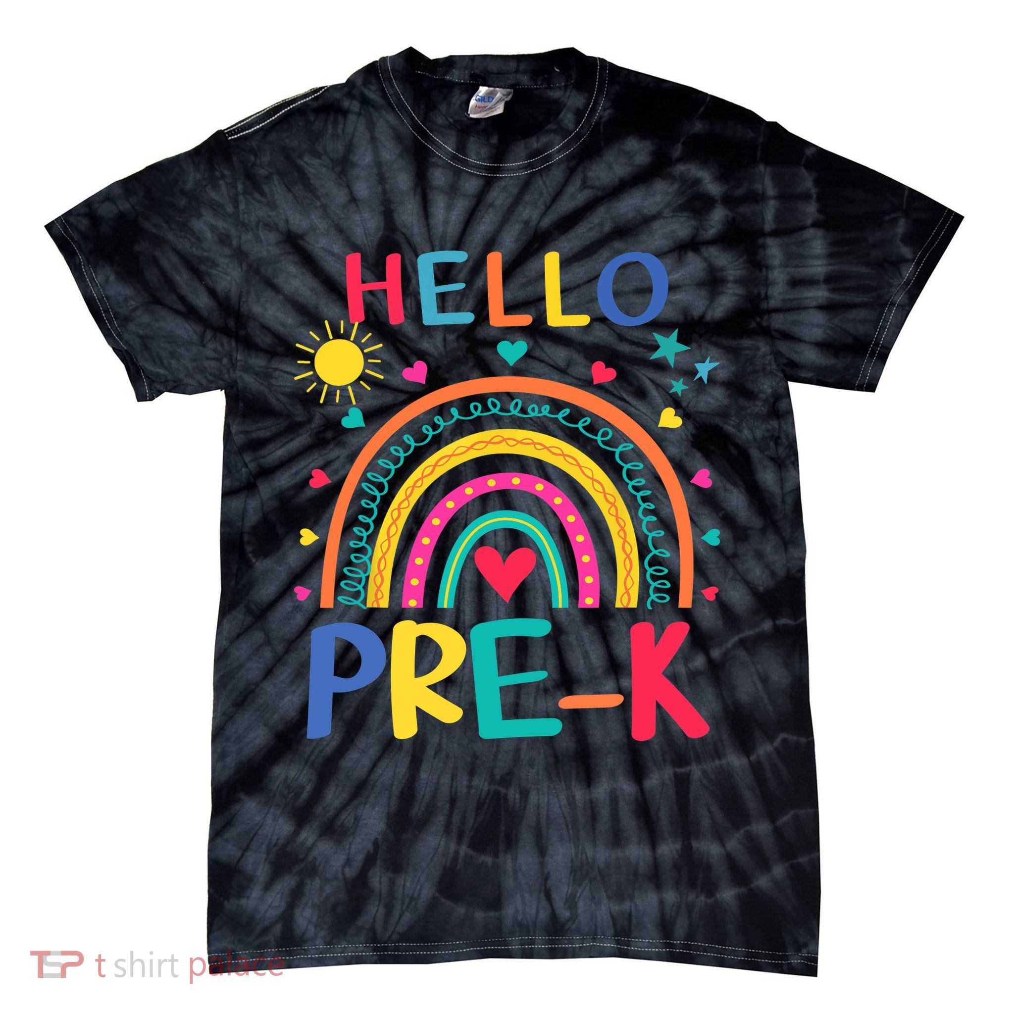 HELLO PRE-K First Day Of School Outfit Girl Tie-Dye T-Shirt