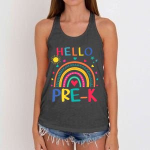 HELLO PRE-K First Day Of School Outfit Girl Women's Knotted Racerback Tank