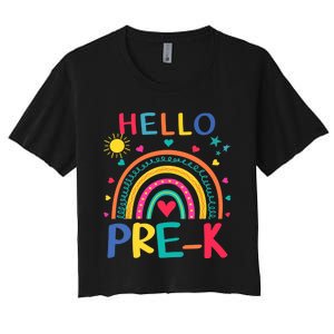 HELLO PRE-K First Day Of School Outfit Girl Women's Crop Top Tee