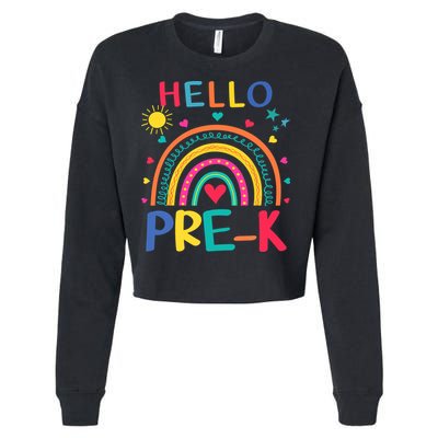HELLO PRE-K First Day Of School Outfit Girl Cropped Pullover Crew