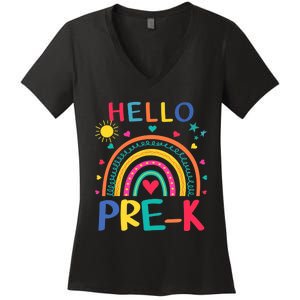 HELLO PRE-K First Day Of School Outfit Girl Women's V-Neck T-Shirt