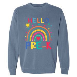 HELLO PRE-K First Day Of School Outfit Girl Garment-Dyed Sweatshirt