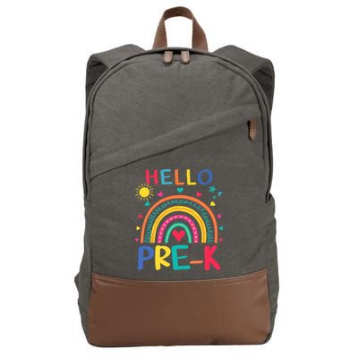 HELLO PRE-K First Day Of School Outfit Girl Cotton Canvas Backpack