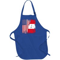 Half Peruvian Flag Vintage Peru Usa Gift Full-Length Apron With Pockets