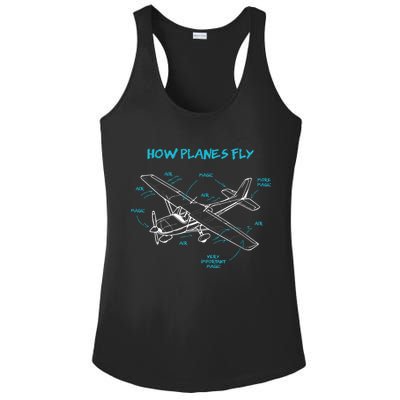 How Planes Fly Funny Aviation Gift RC Plane Pilot Ladies PosiCharge Competitor Racerback Tank