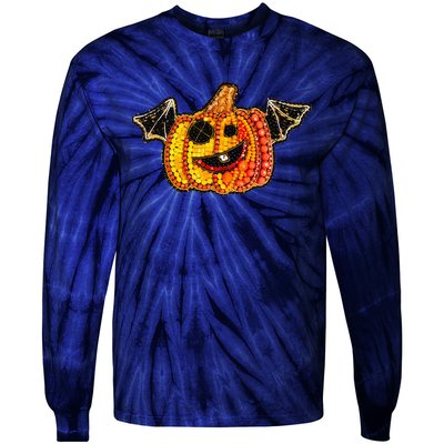 Halloween Pumpkin Geometric Tie-Dye Long Sleeve Shirt