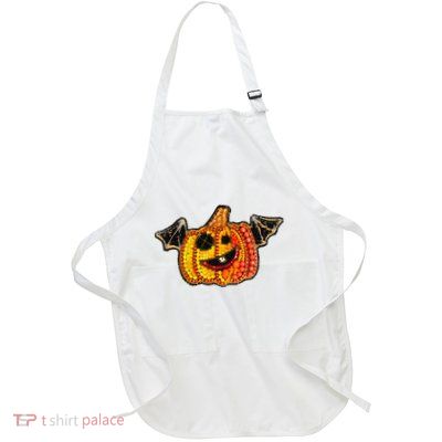 Halloween Pumpkin Geometric Full-Length Apron With Pockets