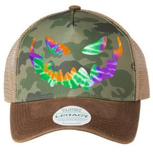 Halloween Pumpkin Green Orange Purple Tie Dye Face Legacy Tie Dye Trucker Hat