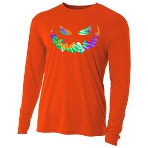 Halloween Pumpkin Green Orange Purple Tie Dye Face Cooling Performance Long Sleeve Crew