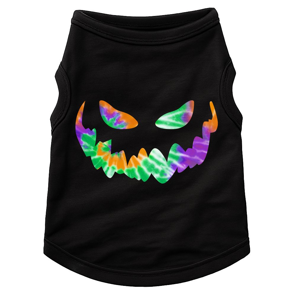 Halloween Pumpkin Green Orange Purple Tie Dye Face Doggie Tank