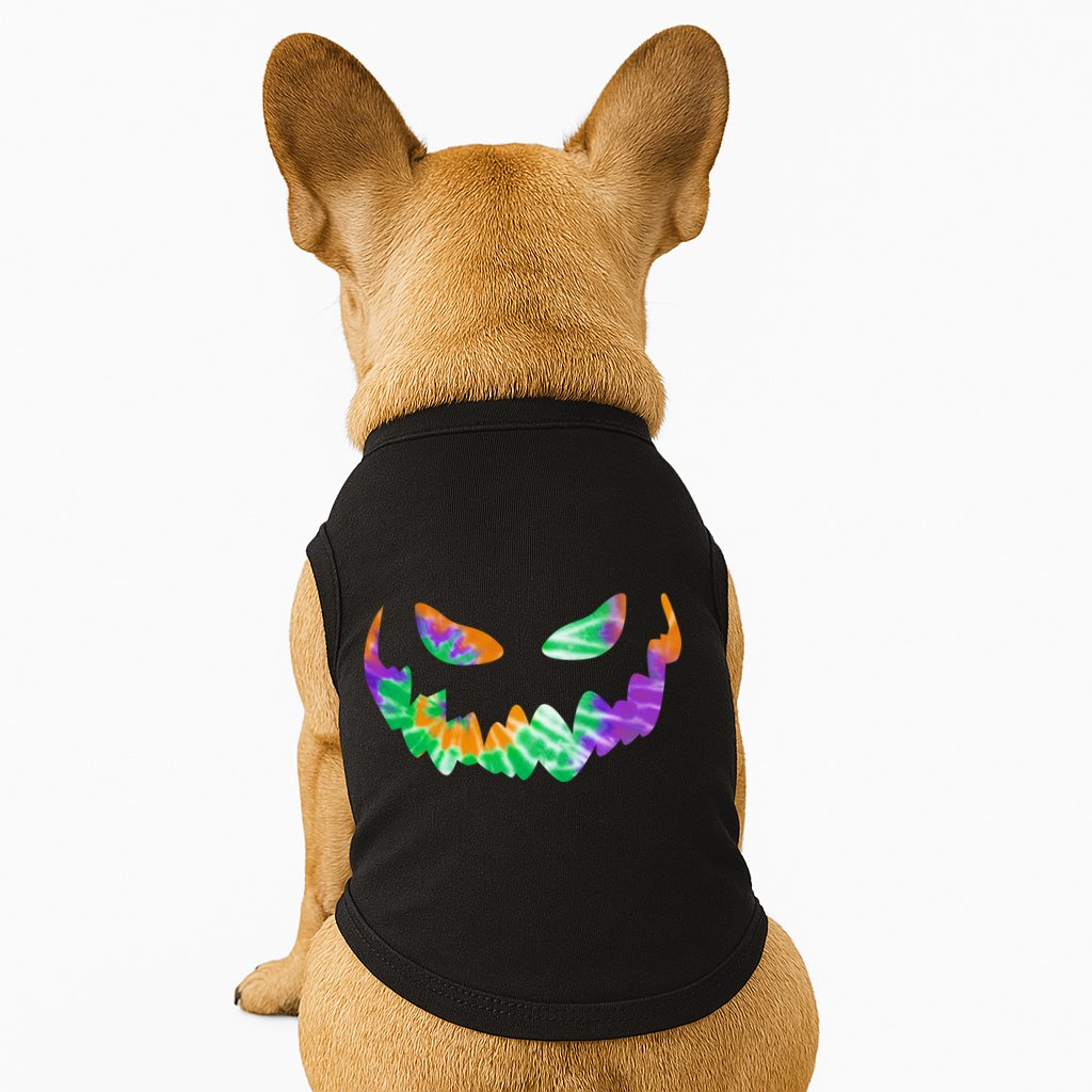 Halloween Pumpkin Green Orange Purple Tie Dye Face Doggie Tank