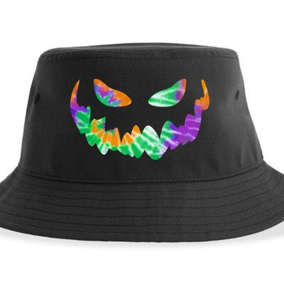 Halloween Pumpkin Green Orange Purple Tie Dye Face Sustainable Bucket Hat