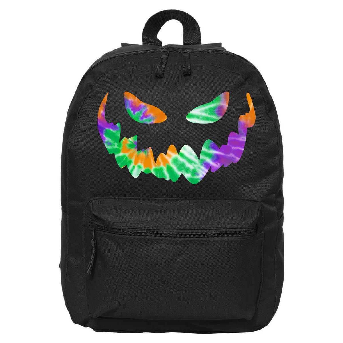 Halloween Pumpkin Green Orange Purple Tie Dye Face 16 in Basic Backpack